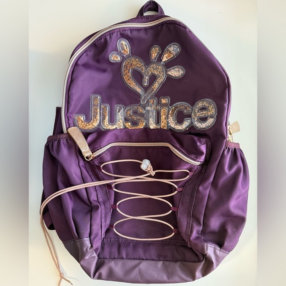 Justice™ Girls Nylon Multi Compartment 17” Backpack With Glitter Logo - Picture 1 of 14